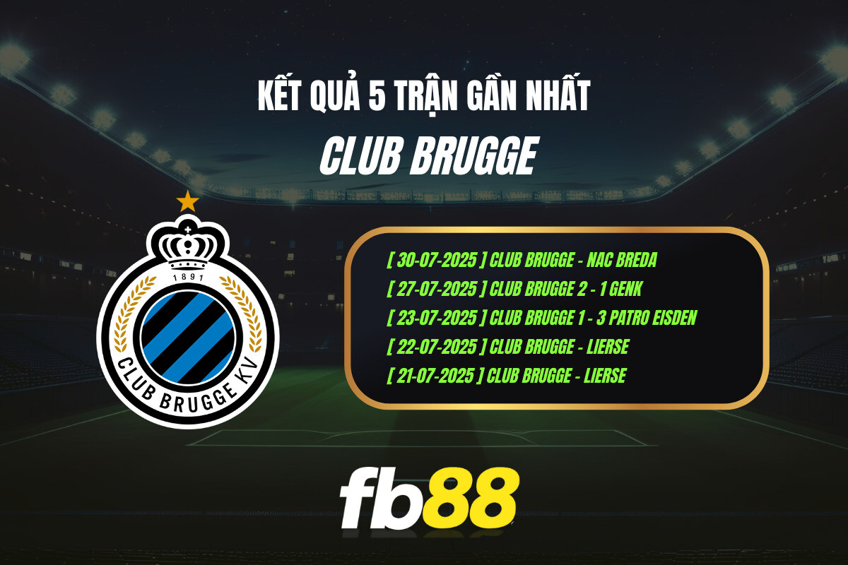 Thành Tích 5 Trận Gần Nhất Club Brugge Fb88